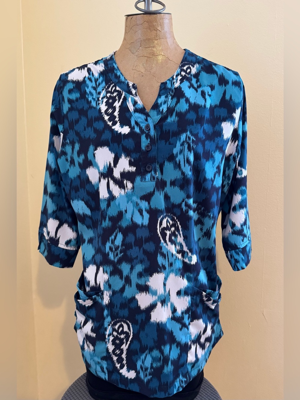 Butter Soft Floral Tunic Scrub Top with Pockets